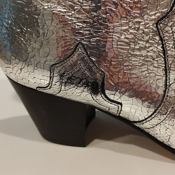 Isabel Marant Silver Metallic Dicker  Leather Ankle Boots - Picture 4 of 10